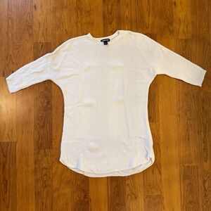 Lands’ End Large White Linen/Cotton 3/4 Sleeve Tunic Sweater, EUC